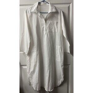 Unbranded Swim Coverup Womens Large White Pockets 3/4 Sleeve No Markings